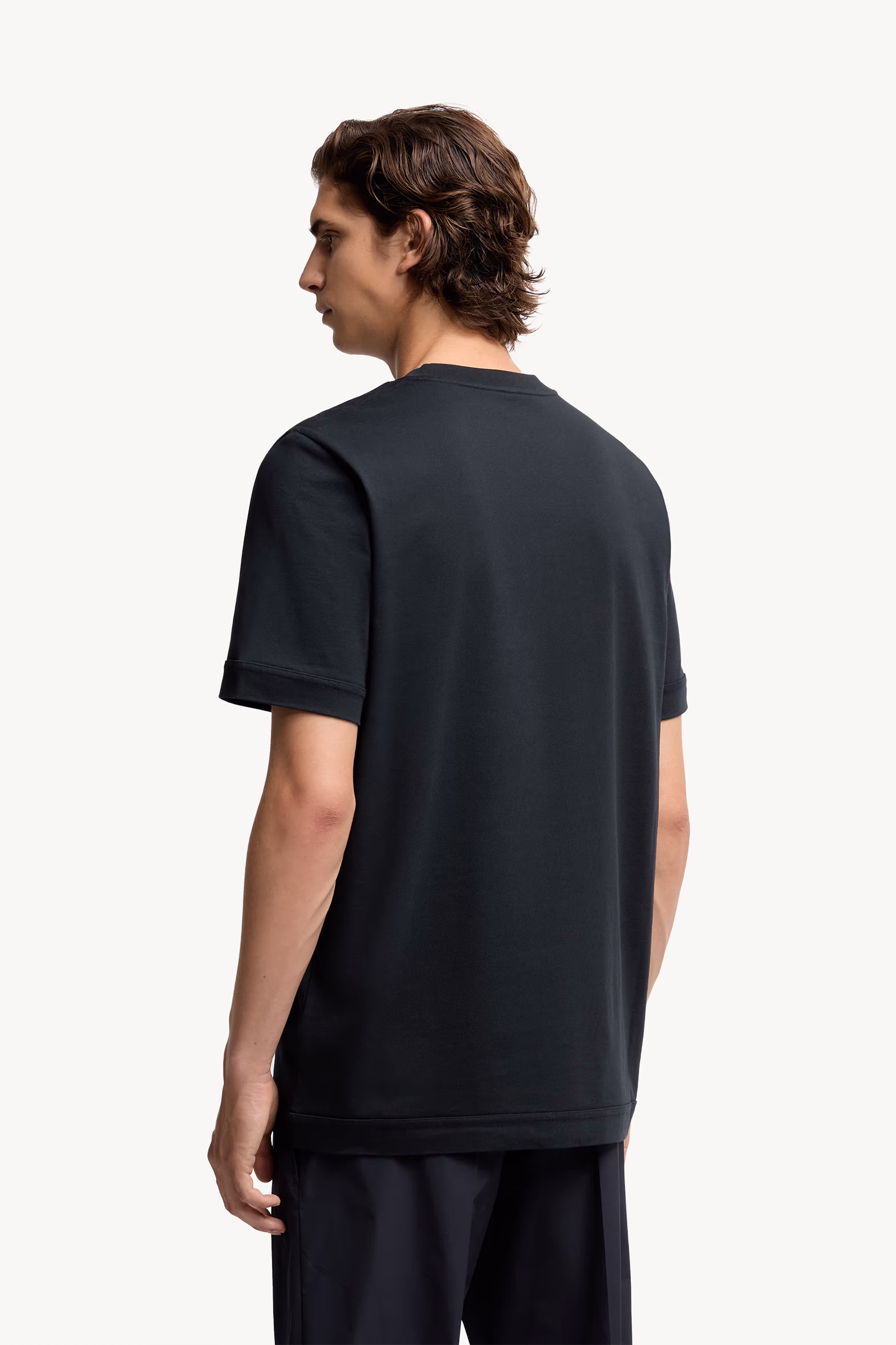 T-shirt en coton à empiècement logo Hommes Bleu marine Moncler 5